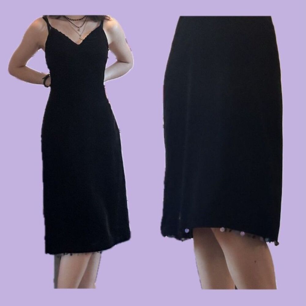 Vintage 90s Black Velvet Midi Slip Dress